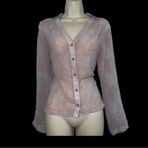 Women's Button-Up Blouse - Pink Pattern